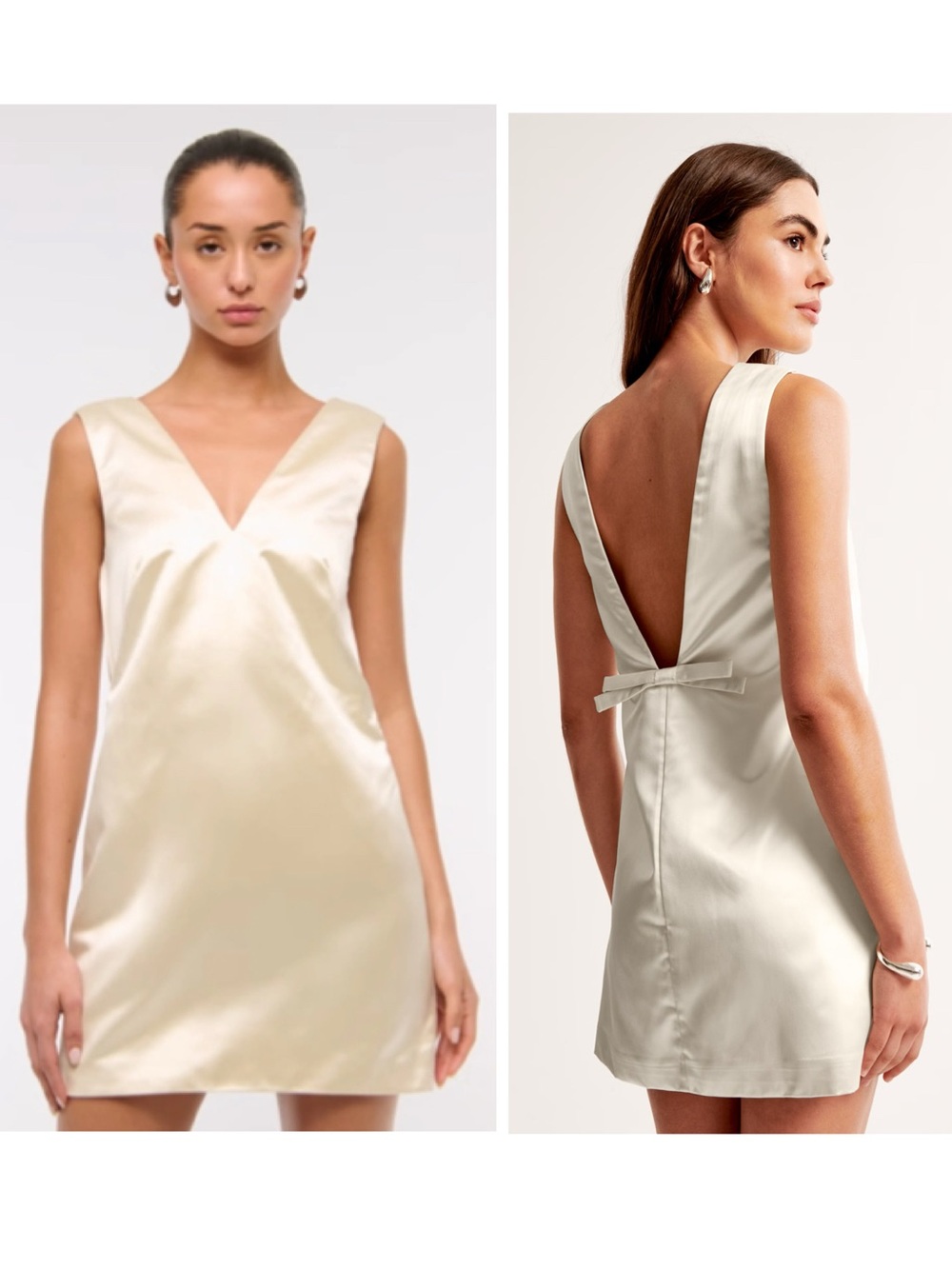 Abercrombie & Fitch Shift Bow-Back Mini Dress Ivory Size medium Petite Sleeveles
